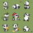 Pixelated panda icons in various poses on green and white backgrounds, including one large central image of a panda eating bamboo.