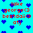 Pixelated cyan background with scattered blue hearts and red text reading lake, george, bestdaii, atj in various positions across the image.