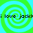 Four identical pixelated spiral patterns in green and cyan with repeated text "i love jackli" overlaid on each quadrant.