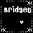 Black background with white pixelated text 'bridget' repeated four times, framed by dashed lines and asterisks, with small heart symbols at center-left and center-right.