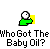 Pixelated green figure with white head holds yellow rectangle, text reads "Who Got The Baby Oil?" and "I Got The Baby Oil" in white block letters on gray background.