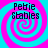 Four identical display 'Pebie Stables' text over a cyan and magenta spiral background with no visible animation changes