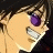 Pixelated anime-style character face with purple eye and white teeth on left, next to black background with silver text "Anime IM" above smaller cursive "com".
