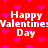 Red background with pink pixelated hearts and white text reading "Happy Valentine's Day" repeated in four quadrants.