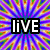 A static image with a colorful, radial pattern background and three text blocks reading 'LIVE', 'LAUGH', and 'LOVE' in bold white letters.