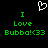Pixelated green text on black background with white heart symbol above, displaying 'I Love Bubba!<(33' in two identical vertical