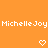 Pixelated orange background with white text 'MichelleJoy MichelleJoy' and two pixel hearts below.