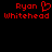 Red pixelated text 'Ryan Whitehead' with a heart symbol replacing the apostrophe in 'Ryan', displayed on black background.