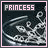 A 3x3 contact sheet of nine animated frames showing a silver tiara with white gem details against a dark background, each frame labeled "PRINCESS" in pink text at the top left.