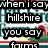 Animated sequence showing text changes over a Hillshire Farms building background with red and white striped awning.