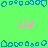 Green background with blue pixelated border shapes and pink 'Liz' text repeated across the image.