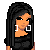 Pixel art contact sheet showing multiple frames of a female character in black dress with red accents and white square earrings, alongside text reading "D.o.nt judge me".