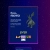 A static digital image with a dark blue background and purple border containing abstract shapes, text blocks, and pixelated figures.