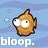 Pixelated orange fish icon with large white eyes and black outlines against a light blue background, featuring the text 'bloop.' below it in pixelated white letters.