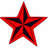 A static red star with dark red inner sections on a white background, rendered in pixelated style with visible dithering.