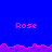 Pixelated blue background with pink text 'Rose' repeated five times and two horizontal bands of jagged purple-pink shapes.