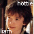 nine identical pixelated images showing a person with brown hair and light skin, each overlaid with text fragments