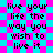 Pixelated text on a cyan and magenta checkered background with visible lines