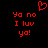 Red pixelated text and heart symbol on black background, two identical side-by-side layouts with 'Ya no I luv ya!' text.