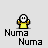 A 4x4 contact sheet of 16 animated frames showing a yellow stick figure with white head and black outline performing sequential arm movements against gray background, each frame labeled "Numa Numa" below the character.
