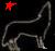 Static buddy icon featuring a stylized silver curved shape on black background with small red pixelated figure in top-left corner.