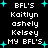 Black background with white pixelated text listing names and phrases surrounded by cyan plus signs, some frames show slight variations in star placement.