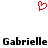 Red pixelated heart symbol above repeated black text 'Gabrielle' on white background.