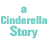 Animated sequence showing a green circle expanding into a silhouette of a person's head and shoulders against a teal background with 'Cinderella Story' text.