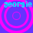 Four identical cyan 'georgie' text labels above four pink concentric circle patterns on a blue background, arranged in a