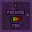 A 3x3 contact sheet of seven animated frames showing a pixel art icon with the text "I FUCKING LOVE YOU" on a purple background, where each frame displays different color variations for the word "LOVE".