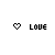 Pixelated heart icons in multiple colors paired with the word LOVE, arranged in a on white background