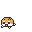 Pixel art hamster character with brown and white fur, pink cheeks, black eyes, and small limbs in multiple poses against gray background.