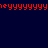 Pixelated red text 'eyyyyyyy' repeats across a dark blue background with shifting purple rectangular blocks.