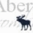 A pixelated image shows a dark blue moose silhouette with light gray legs and antlers against a white background, partially overlaid by faded gray text fragments.