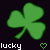 Animated contact sheet of green clover icons with text and heart symbols on black background, showing multiple variations including static and rotating frames.