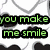 six pixelated text-based images with varying backgrounds and colors, each displaying a phrase about emotional reactions to someone