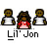 Animated contact sheet of a Lil Jon-themed buddy icon featuring pixelated characters and Confederate flag motifs with flame effects across multiple frames.