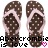 Animated sequence showing two pairs of flip-flops and a tank top transitioning to jeans, with repeated text overlay.