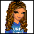 Pixelated image of a woman with long brown hair wearing a blue shirt, next to text reading 'will u go out wit me' on a gray background.