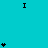 Cyan background with black 'I' letters and star-like symbols in various arrangements.