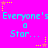 A static image with a bright pink background displaying repeated text and star symbols in cyan, yellow, and orange.