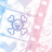 Pixelated icon with four heart shapes connected by lines forming a cross, set against a soft blue and pink gradient background.