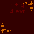 A dark red background with orange geometric shapes and repeated text 'r + g 4 evr' in red, showing animation changes between frames.