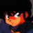 Pixelated anime-style character with orange hair and wide eyes, next to stylized text on a black background.