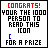 Static pixel art of 12 identical white squares with black borders, each containing red 'CONGRATS!', black text, and blue clickable phrases for a prize