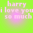 Pixelated text on a green-to-pink gradient background with four identical showing 'harry i love youi so much' in light pink