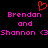 Pixelated text displays 'Brendan and Shannon' with a red heart symbol above, all on black background.