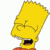 Static pixelated cartoon character head with yellow skin, spiky hair, and open mouth on white background.