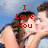 Pixelated image of two people kissing with red text overlay reading "I Love You" against a blue background.