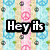 Six display peace signs and text: 'Hey its', 'Me', 'Christine', 'Tee', 'Hee' on varied backgrounds